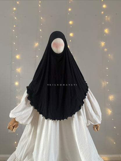 Mini petite friendly all natural khimar,bamboo jersey khimar. Black mini natural khimar. 