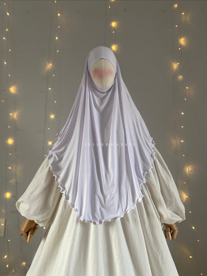 Mini petite friendly all natural khimar,bamboo jersey khimar. White mini natural khimar. 